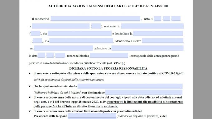 Autocertificazione Spostamenti Il Quarto Nuovo Modulo Cosa Cambia