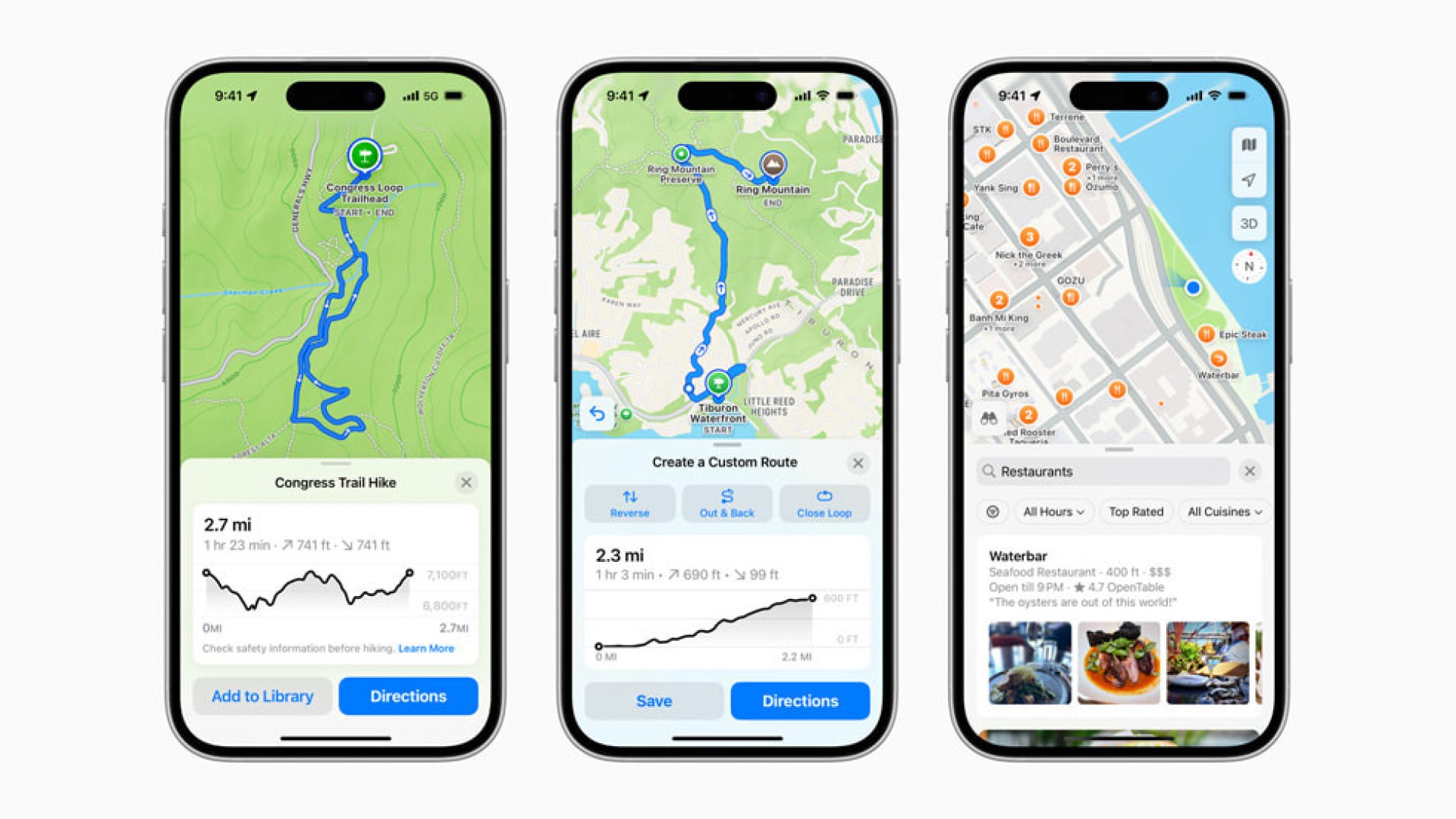 Interno di auto elettrica Ford con schermo di bordo che visualizza mappa Apple Maps integrata