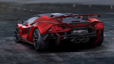 Addio V12, Lamborghini Invencible: visuale di 3/4 posteriore