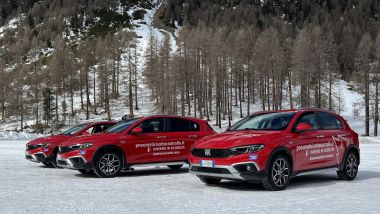 Assogomma: le Fiat Tipo per la prova di tenuta in curva sulla neve