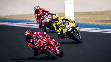 Bagnaia davanti a Iannone e Bulega nella Race of Champions Ducati 2024 a Misano