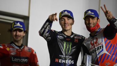 Bagnaia (Ducati), Vinales (Yamaha) e Zarco (Ducati) dopo il GP Qatar 2021