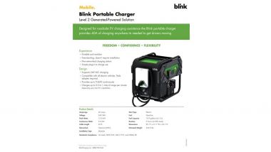 Blink, la scheda tecnica del caricabatterie portatile per auto elettriche