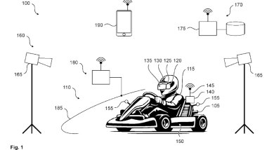 BMW: piste virtuali per go-kart: un'immagine del brevetto che prevede l'uso di occhiali VR