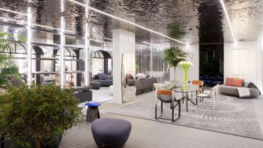 Bugatti Milan Design Week 2024: gli spazi sono un continuo contrasto di materiali