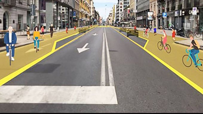 corsia riservata alle biciclette