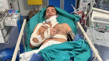 Danilo Petrucci dopo la caduta, nella foto da lui pubblicata sui social