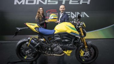 Ducati Monster Senna, Domenicali e Bianca Senna alla presentazione della serie limitata