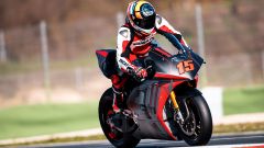 Ducati MotoE V21L in pista a Vallelunga con Alex De Angelis: video