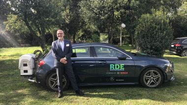Eugenio Blasetti con la Mercedes Classe A degli RDE Emission Test