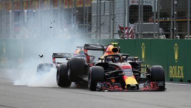 F1 2018: l'incidente tra Daniel Ricciardo e Max Verstappen (Red Bull) a Baku