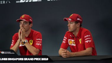 F1 2019, Singapore: i piloti Ferrari Charles Leclerc e Sebastian Vettel in conferenza stampa