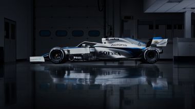 F1 2020, la nuova livrea della Williams FW43 (vista laterale)