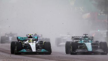 F1 2022, GP Emilia Romagna: Lewis Hamilton in lotta con Lance Stroll