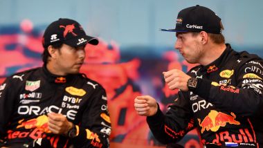 F1 2022, GP Monaco: Max Verstappen e Sergio Perez discutono in conferenza stampa