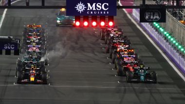 F1 2023, GP Arabia Saudita: i piloti poco prima del via, si nota Alonso fuori dalla casella
