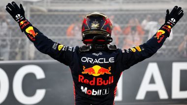 F1 GP Abu Dhabi 2023, Yas Marina: Max Verstappen (Red Bull Racing) festeggia la vittoria