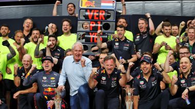 F1 GP Arabia Saudita 2022, Jeddah: Helmut Marko e i festeggiamenti Red Bull con Verstappen