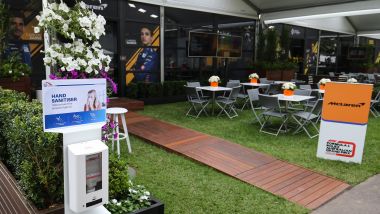 F1 GP Australia 2020, Melbourne: l'hospitality McLaren vuota nella mattinata di venerdì
