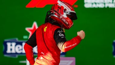 F1 GP Australia 2022, Melbourne: Charles Leclerc (Scuderia Ferrari) festeggia la vittoria