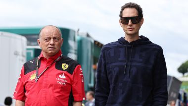 F1 GP Austria 2023, Red Bull Ring: Frederic Vasseur nel paddock con il presidente Ferrari, John Elkann