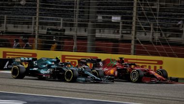 F1, GP Bahrain 2021: Sebastian Vettel (Aston Martin) e Charles Leclerc (Ferrari)