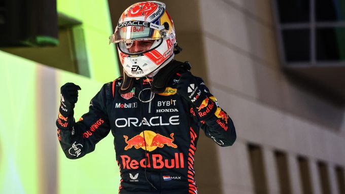 F1 GP Bahrain 2023, Sakhir: Max Verstappen (Red Bull Racing) festeggia la vittoria