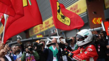 F1 GP Belgio 2018, Spa-Francorchamps: Sebastian Vettel festeggia la vittoria