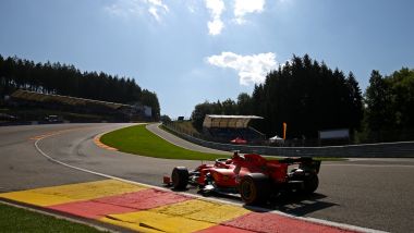 F1 GP Belgio 2020, Spa: Charles Leclerc (Scuderia Ferrari) all'Eau Rouge