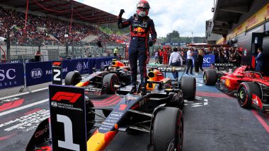 F1 GP Belgio 2023, Spa: Max Verstappen (Red Bull Racing) festeggia la vittoria