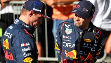 F1 GP Brasile 2023, Interlagos: Max Verstappen (Red Bull Racing) con il compagno Sergio Perez
