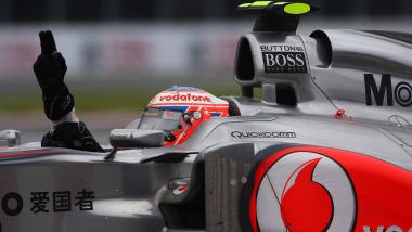 F1 GP Canada 2011, Montreal: Jenson Button (McLaren) esulta dopo il traguardo
