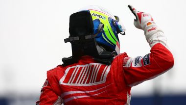 F1 GP Francia 2008, Magny-Cours: Felipe Massa (Ferrari) esulta dopo il traguardo 