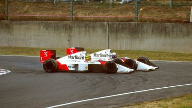 F1 GP Giappone 1989, Suzuka: lo scontro tra le due McLaren di Ayrton Senna e Alain Prost