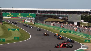 F1 GP Gran Bretagna 2021, Silverstone: Charles Leclerc (Scuderia Ferrari) nel primo giro di gara sprint