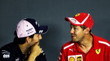 F1 GP Italia 2018, Monza: Perez (Racing Point) e Vettel (Ferrari) in conferenza stampa