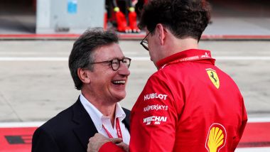 F1 GP Italia 2019, Monza: Louis Camilleri con il team principal Mattia Binotto (Scuderia Ferrari)