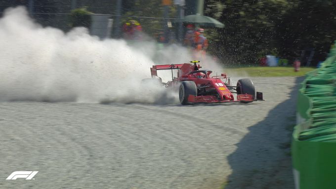 F1 GP Italia 2020, Monza: l'incidente di Charles Leclerc (Scuderia Ferrari)