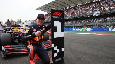 F1 GP Messico 2019, Città del Messico: Max Verstappen (Red Bull) esulta per la prima pole 