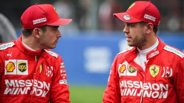 F1 GP Messico 2019, Città del Messico: Sebastian Vettel e Charles Leclerc (Ferrari) 