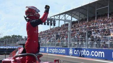 F1 GP Miami 2022: Charles Leclerc (Scuderia Ferrari) festeggia la pole position