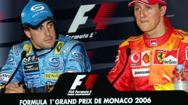 F1, GP Monaco 2006: Fernando Alonso (Renault) e Michael Schumacher (Ferrari)