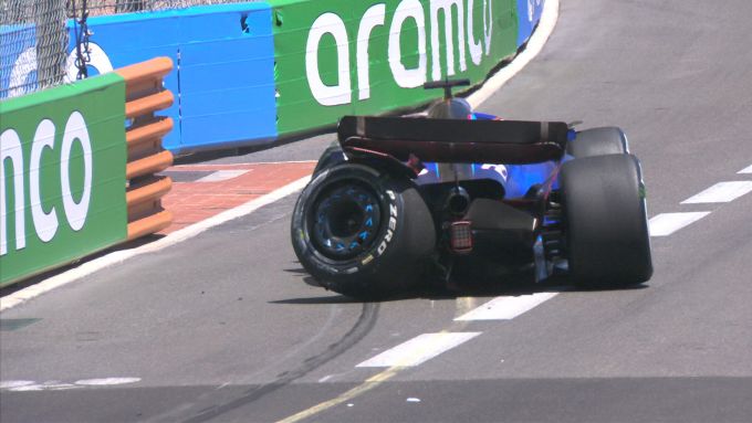 F1 GP Monaco 2023, Monte Carlo: Alex Albon (Williams Racing) dopo l'incidente a Saint Devote in FP1 | Foto: Twitter @F1