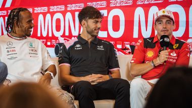 F1 GP Monaco 2023, Monte Carlo: Lewis Hamilton (Mercedes), Pierre Gasly (Alpine) e Charles Leclerc (Ferrari)