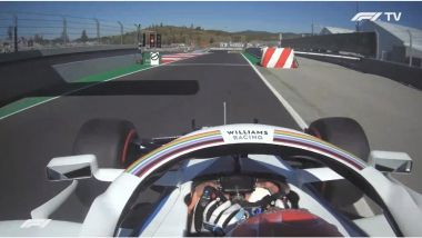 F1 GP Portogallo 2020, Portimao: George Russell (Williams) esce dalla pit-lane con il semaforo rosso 