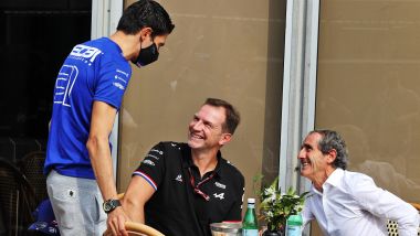 F1 GP Qatar 2021, Doha: Alain Prost con l'ad Alpine Laurent Rossi e il pilota Esteban Ocon