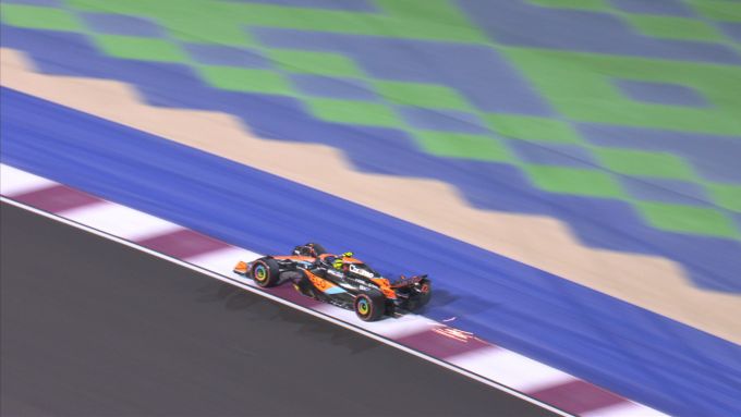 F1 GP Qatar 2023, Losail: l'infrazione dei track limit che è costata il 2° posto a Lando Norris (McLaren) | Foto: Twitter @F1