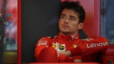 F1 GP Russia 2019, Sochi: Charles Leclerc (Ferrari) ai box durante le PL1