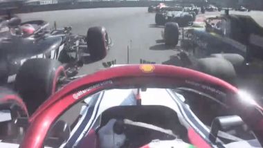 F1 GP Russia 2019, Sochi: Giovinazzi (Alfa Romeo) impatta con Grosjean (Haas) e Ricciardo (Renault)