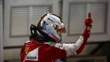 F1 GP Singapore 2015, Marina Bay: Sebastian Vettel (Ferrari) esulta dopo la vittoria